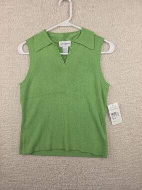 Modern Elements Women's Sleeveless Collared V-Neck Ribbed Knit Sweater Top P/S